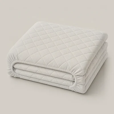 Protège-matelas blanc matelassé plié
